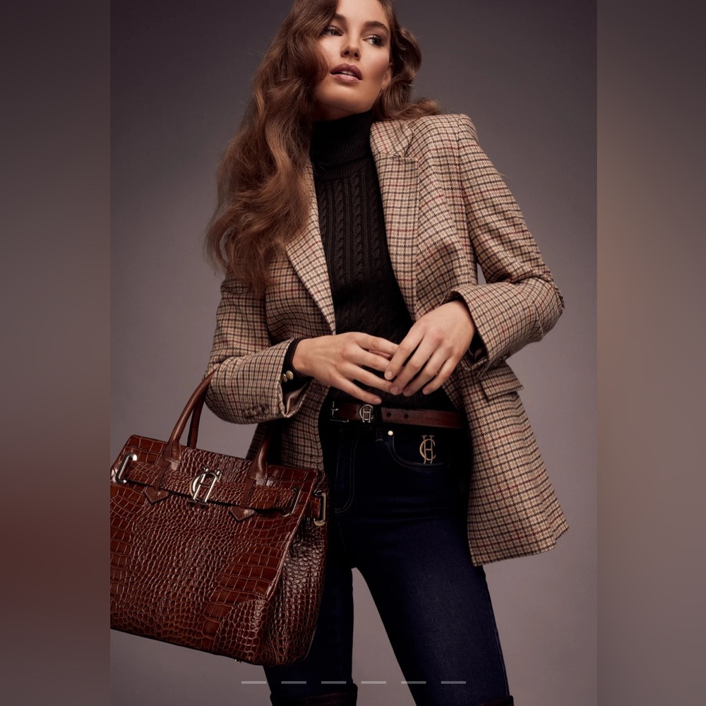 Holland Cooper Brompton Tan Crocodile Leather Handbag